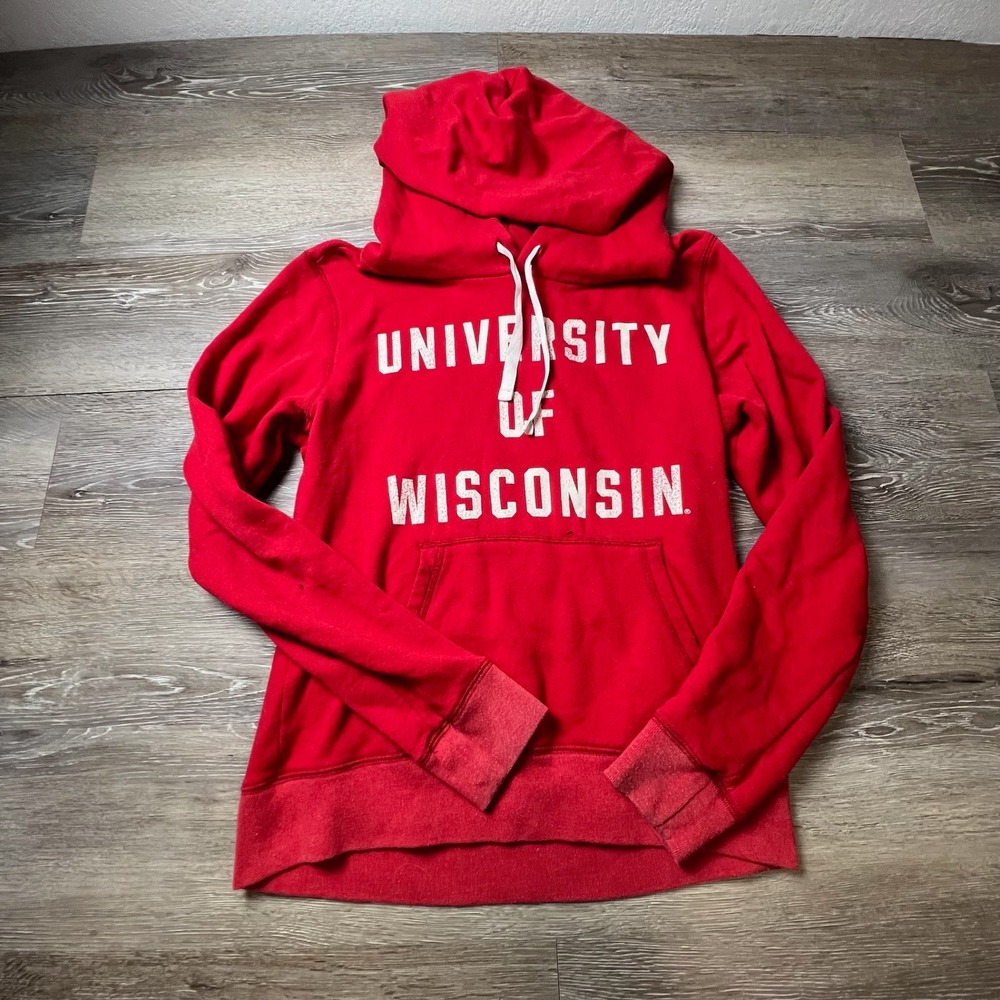 PINK Victoria's Secret Hoodie Women Small Red University of‎ Wisconsin Pullover